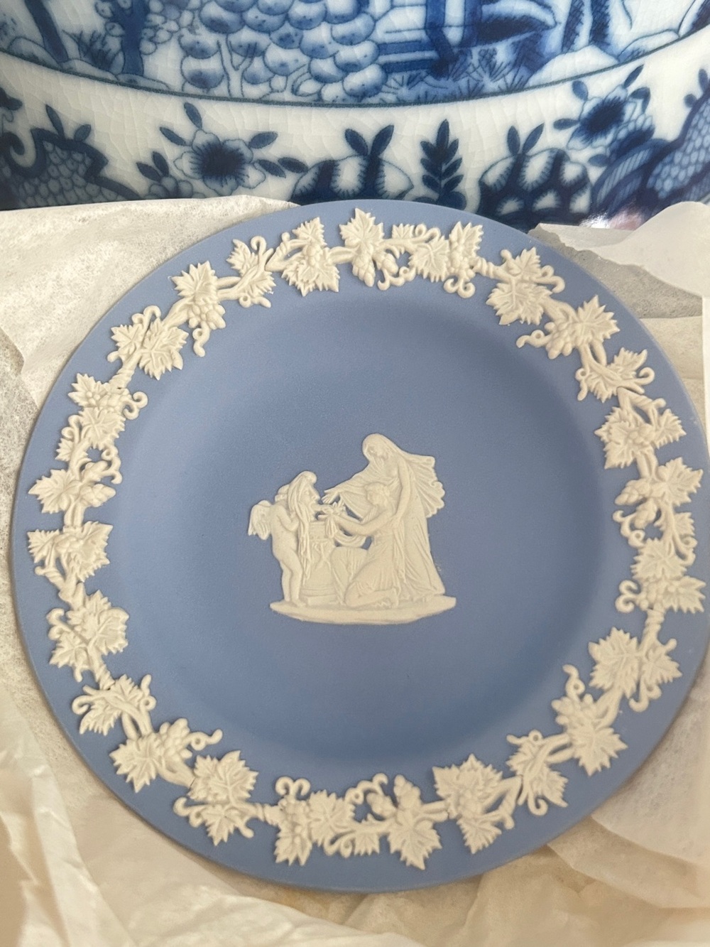 Wedgwood Blue Jasperware Plate with Embossed Backstamp New Old Stock